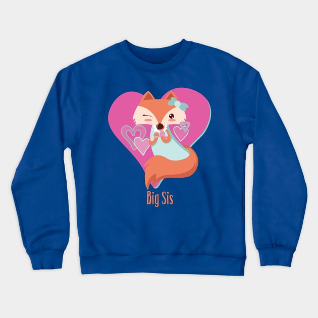 Kids Big Sis Older sister Little Girl Fox T Shirt Crewneck Sweatshirt by LittleBean